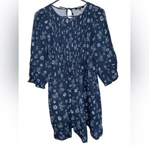 Madewell Pintuck Puff-sleeve Mini Dress in Cottage Floral Blues & White size S